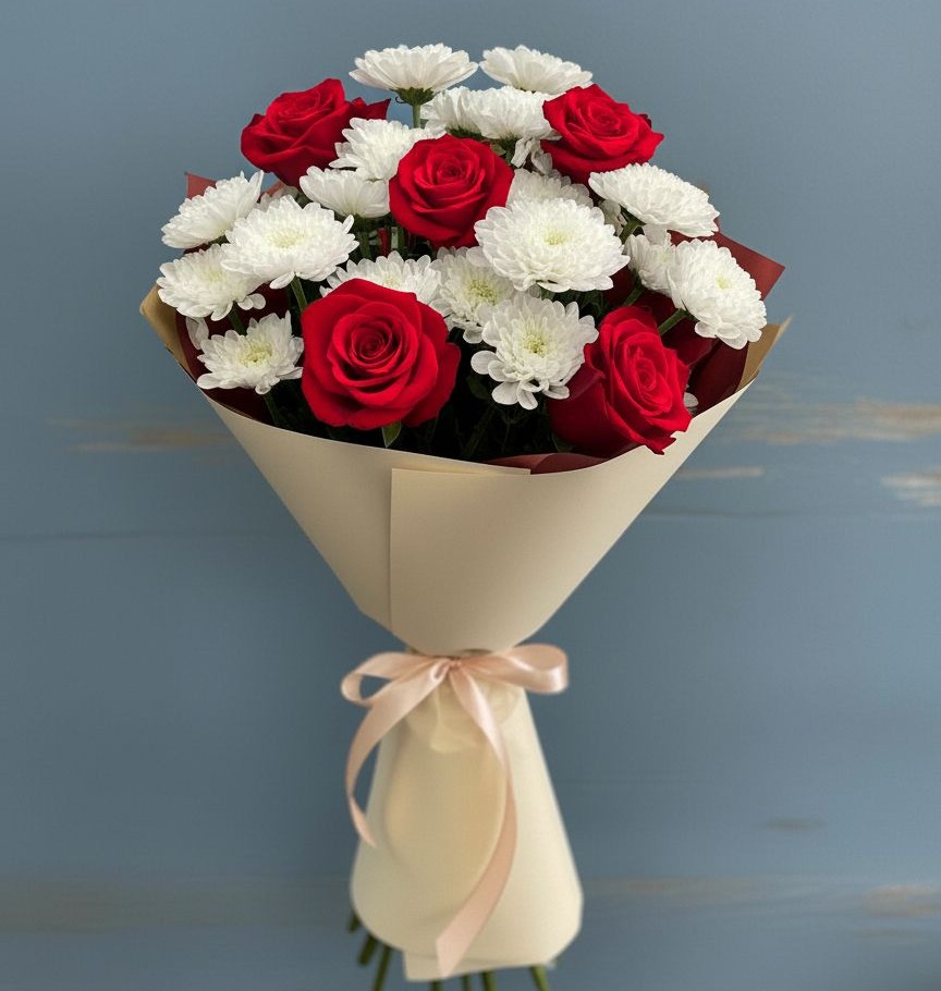 Букет цветов из: Розы и Хризантемы в Жатай