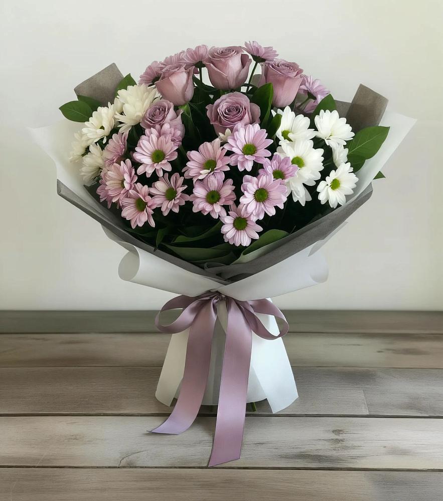 Букет цветов из: Хризантемы и Розы в Жатай