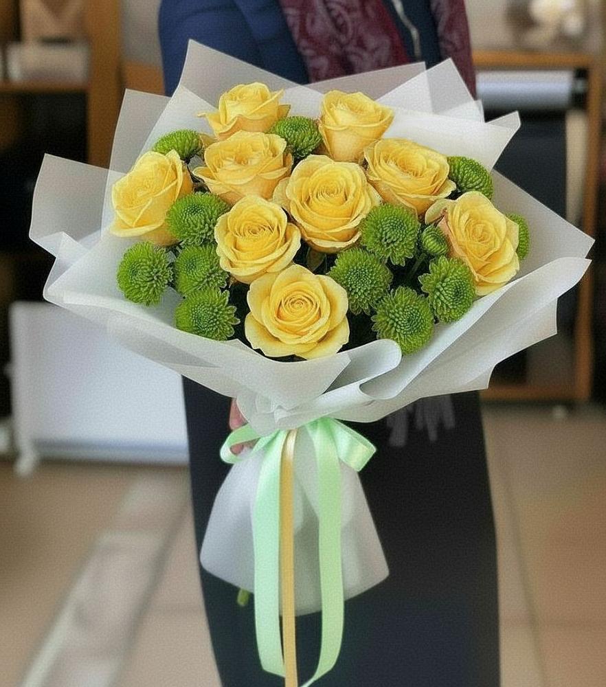 Букет цветов из: Хризантемы и Розы в Жатай