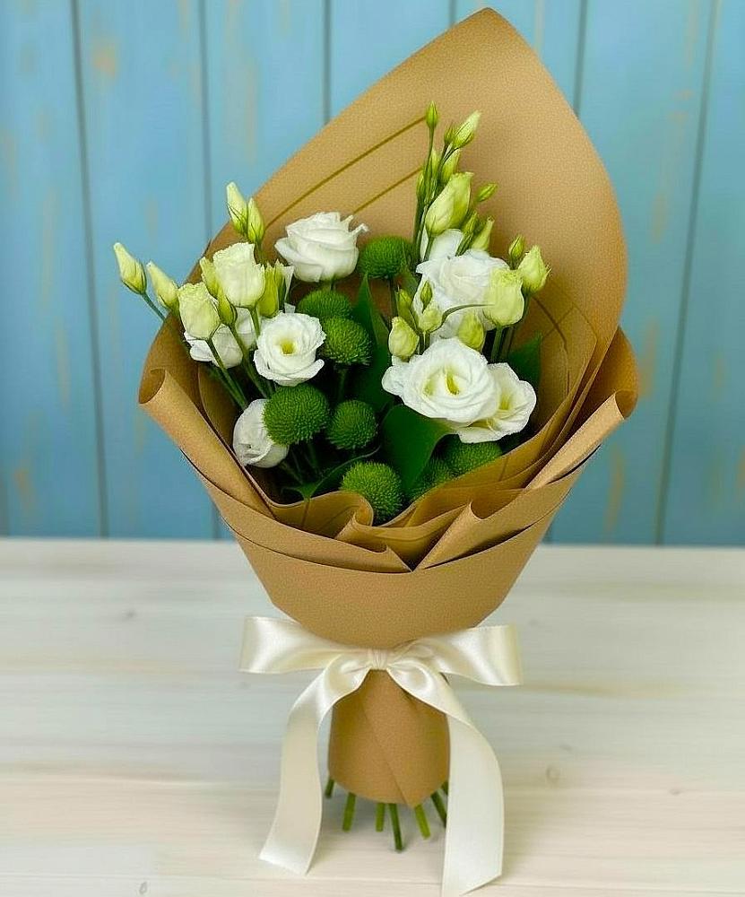 Букет цветов из: Хризантемы и Лизиантусы в Жатай