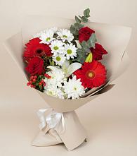 Букет цветов из:  Розы, Хризантемы, Герберы и Лилии #REPLACE_PRED# Жатай