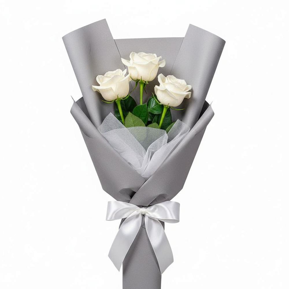 Букет 3 белые розы в Жатай
