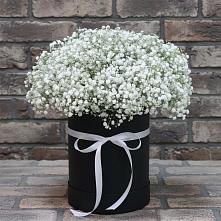 Цветочная композиция из Гипсофила в шляпной коробке в Жатай
