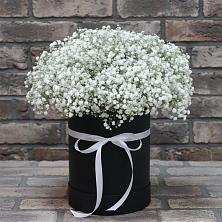 Цветочная композиция из Гипсофила в шляпной коробке в Жатай