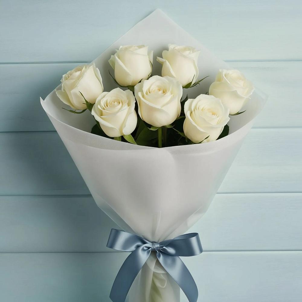 Букет 7 Белых роз Эдлесс Лав в Жатай